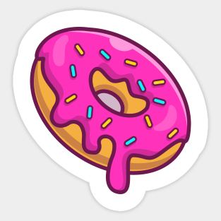 Flying Doughnut Melted Cartoon Sticker